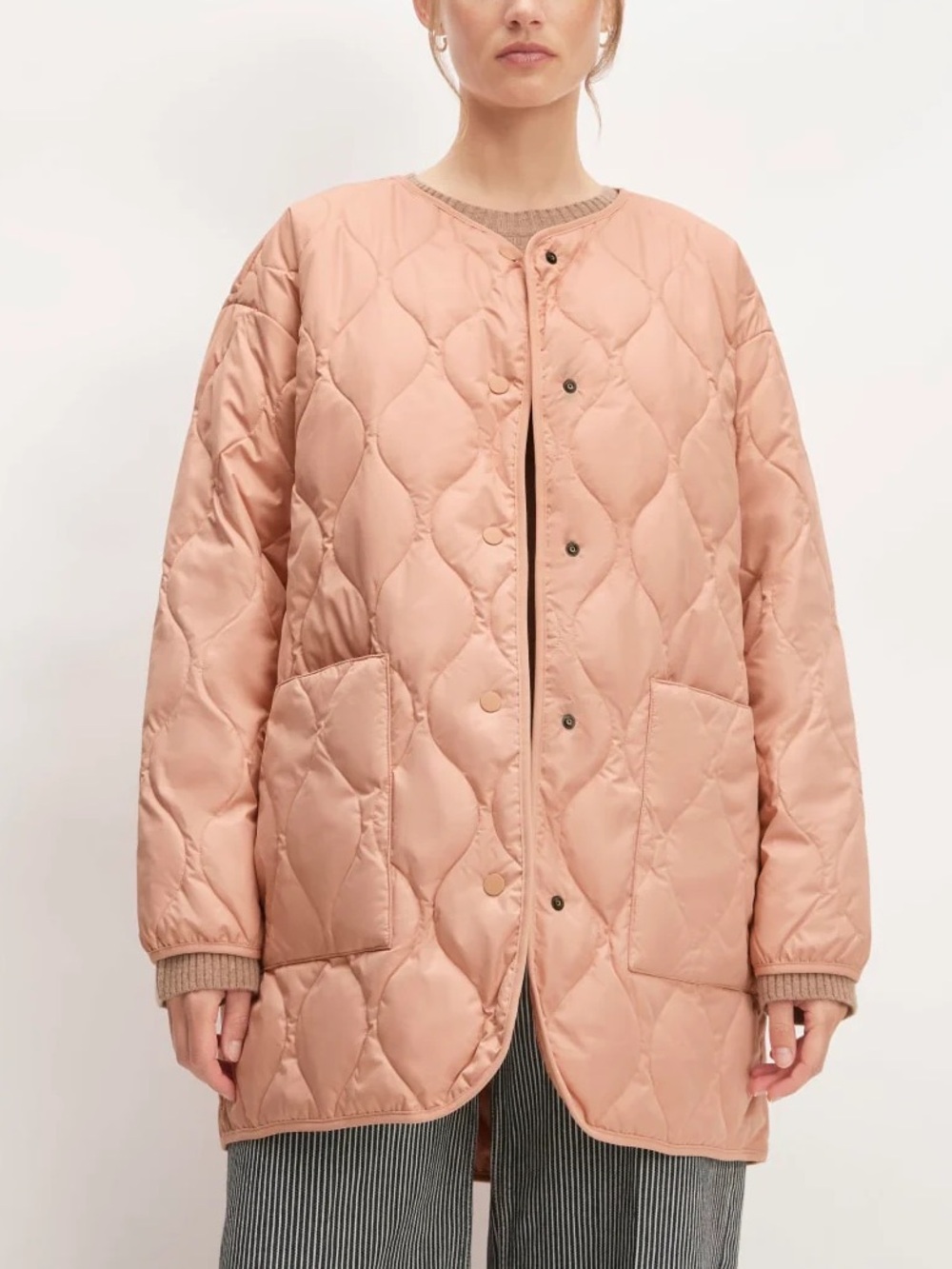 Like New EVERLANE The Quilted Liner Lightweight Pink Jacket in Blush Pink, XL